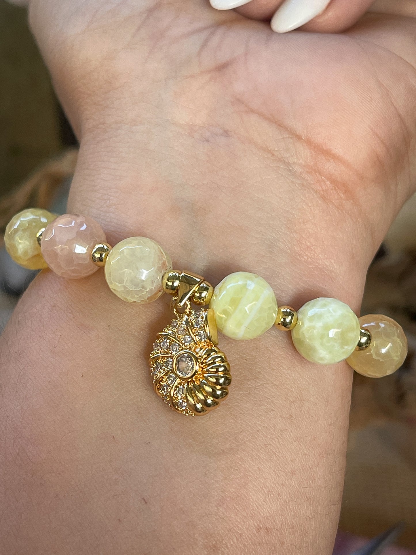 Pulsera de ágata de fuego amarilla