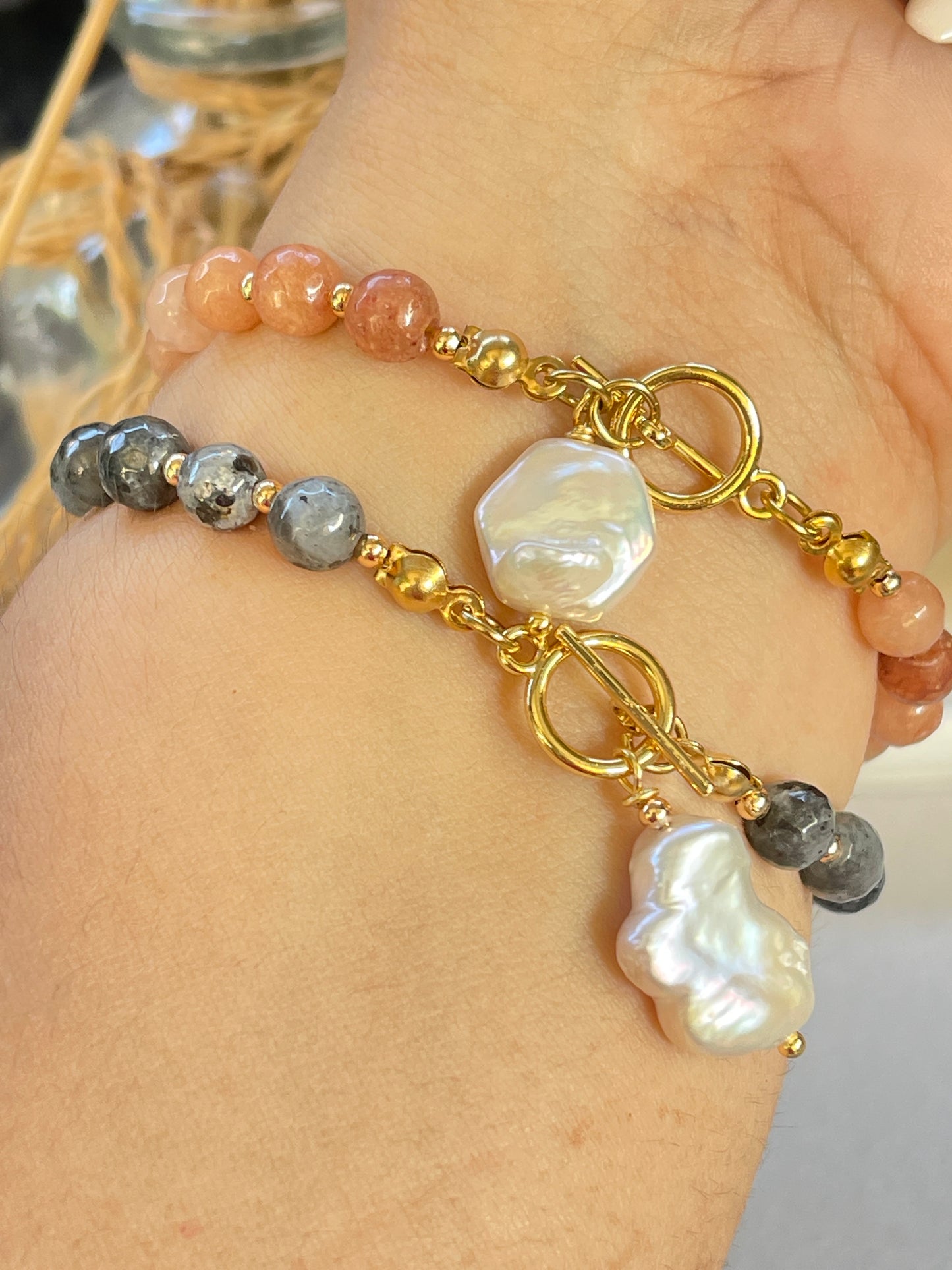 Pulsera de ágata gris