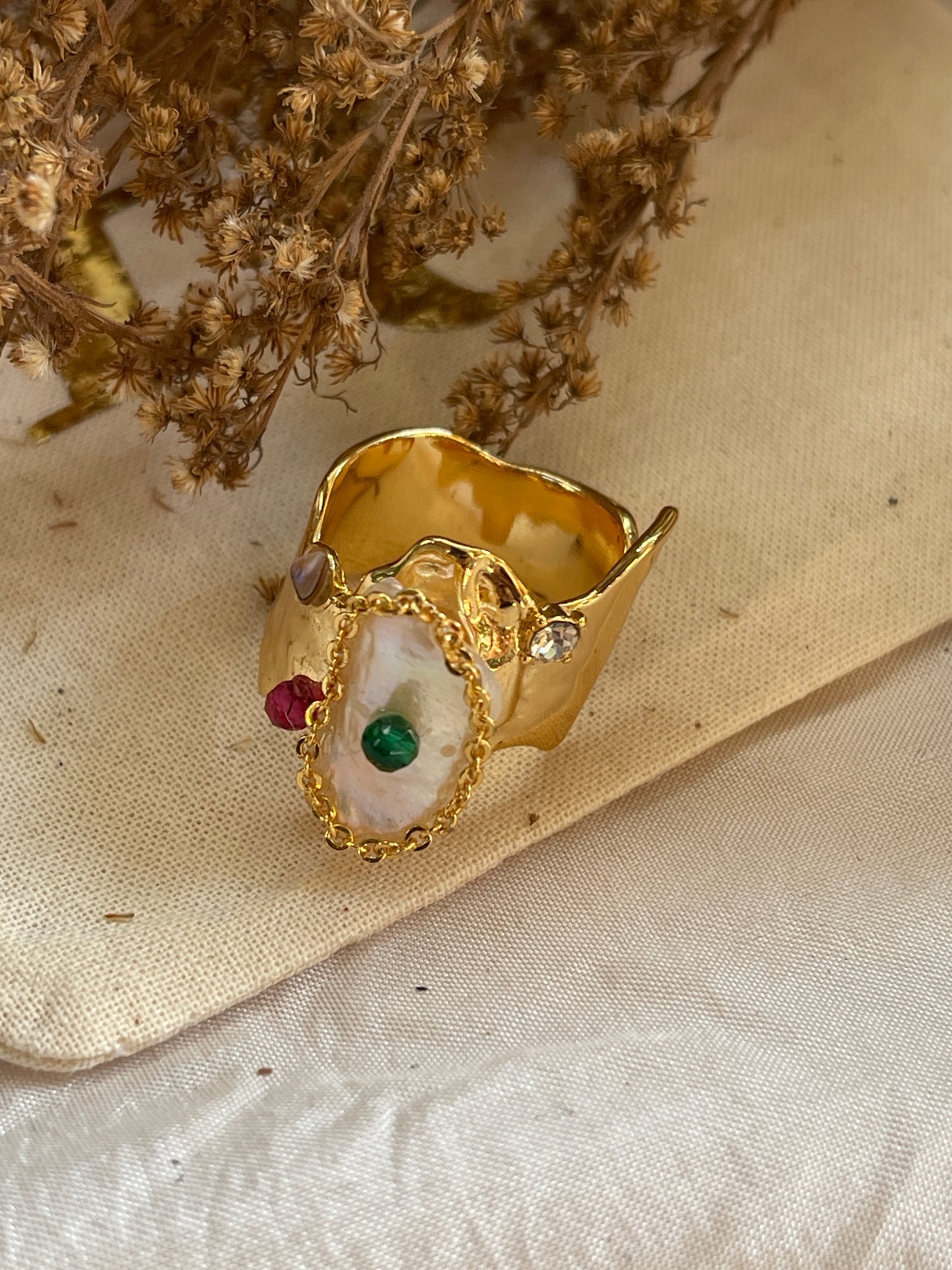 Anillo perla barroca