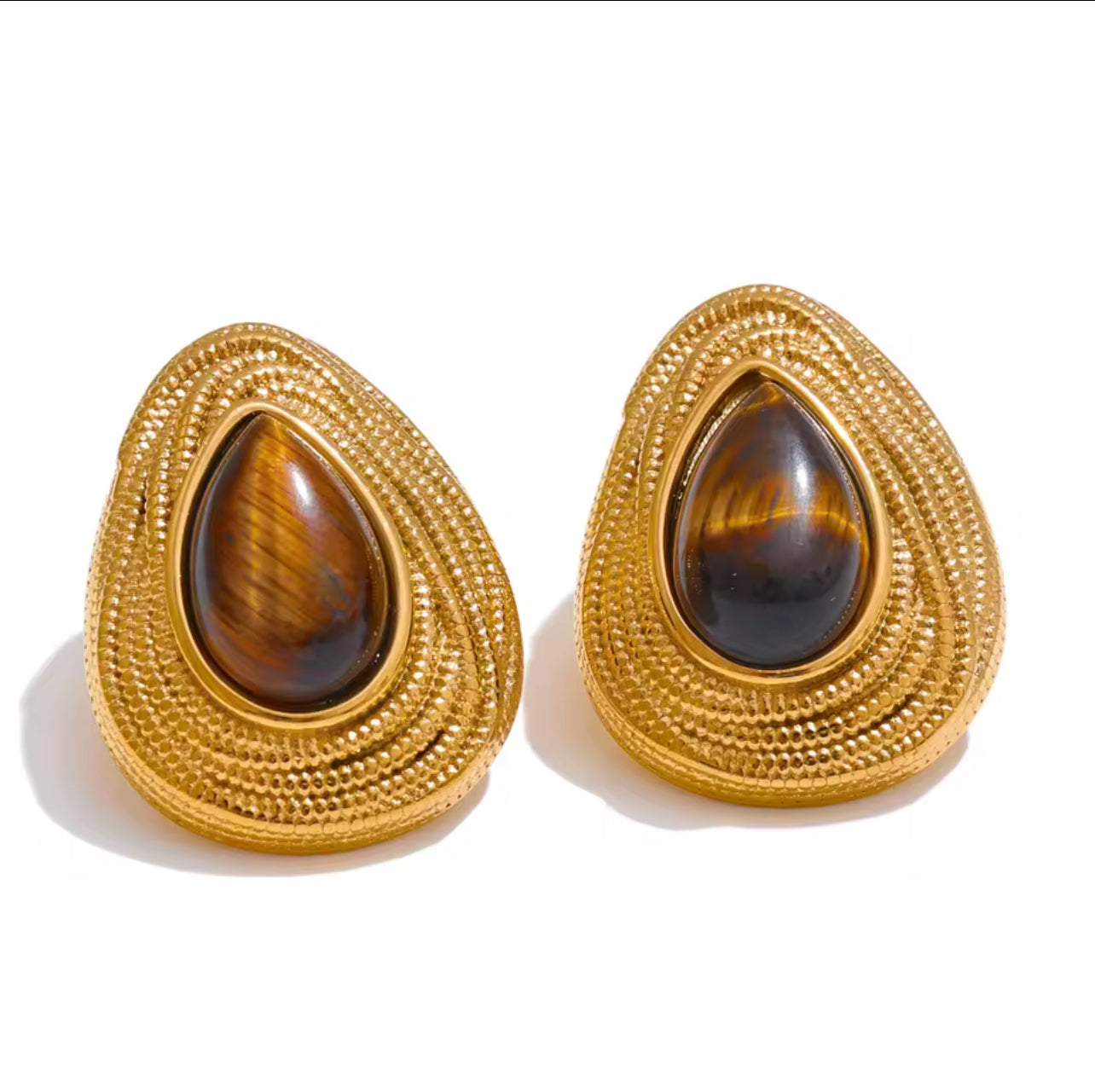 Arete gota ojo de tigre