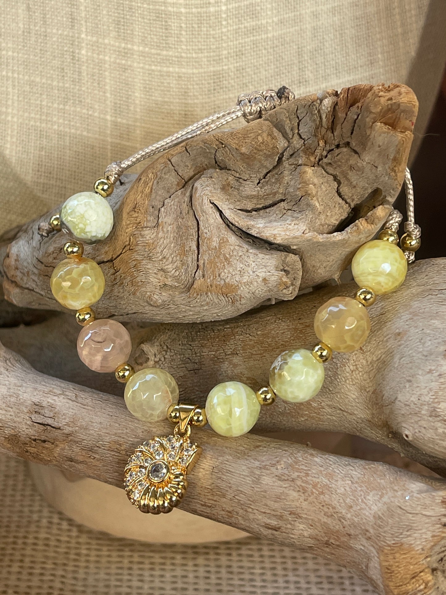 Pulsera de ágata de fuego amarilla