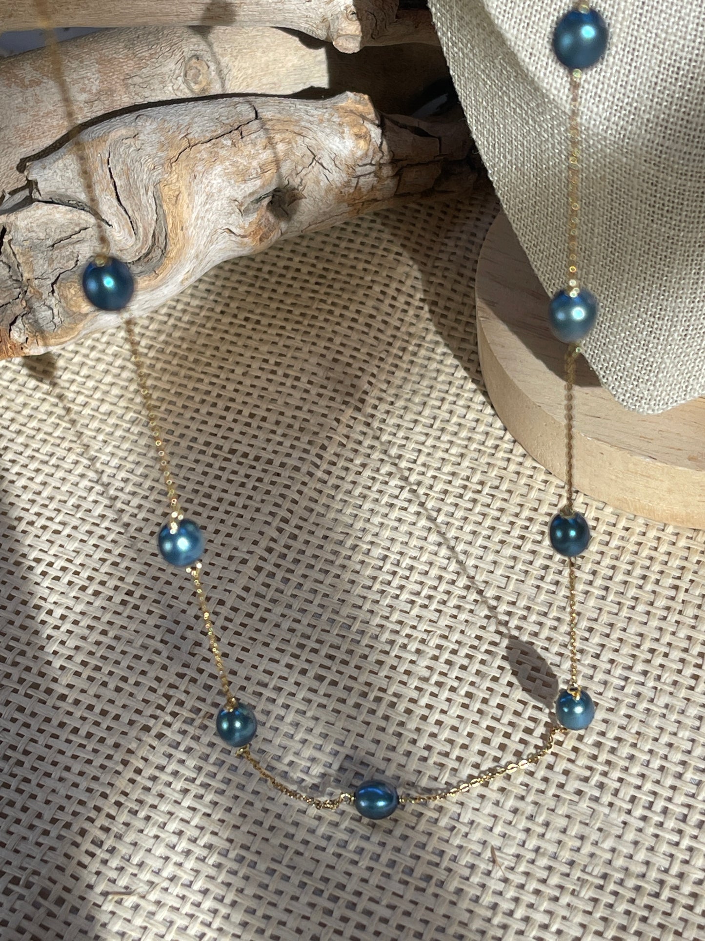 Collar perla azul