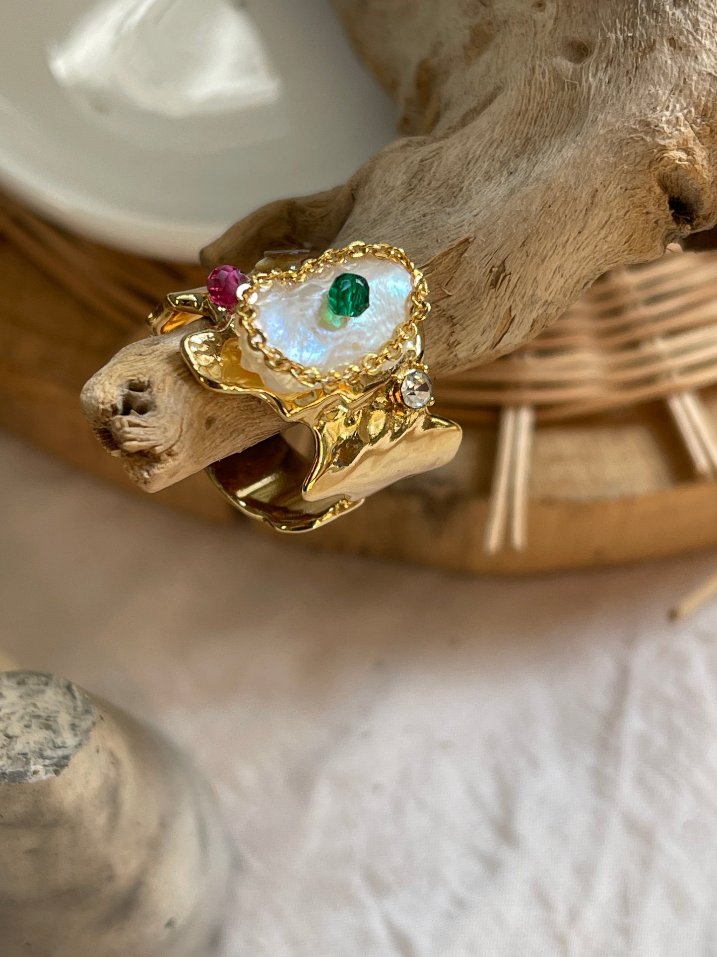 Anillo perla barroca