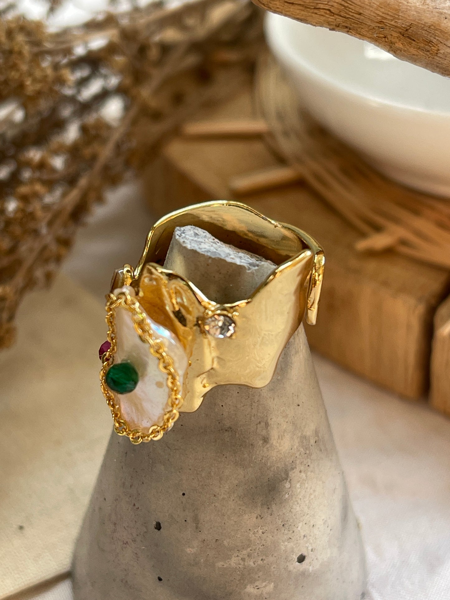 Anillo perla barroca