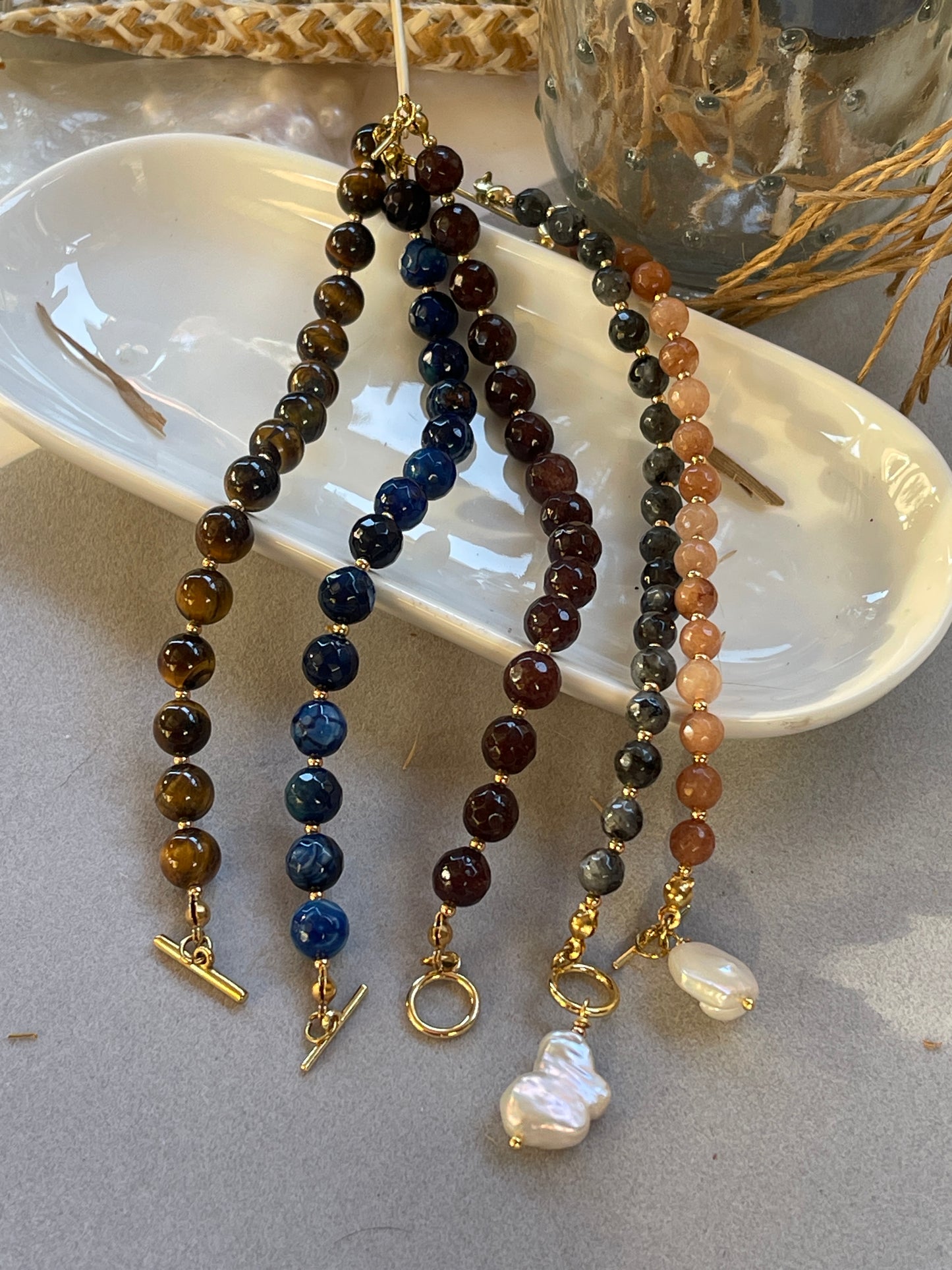 Pulsera de ágata azul