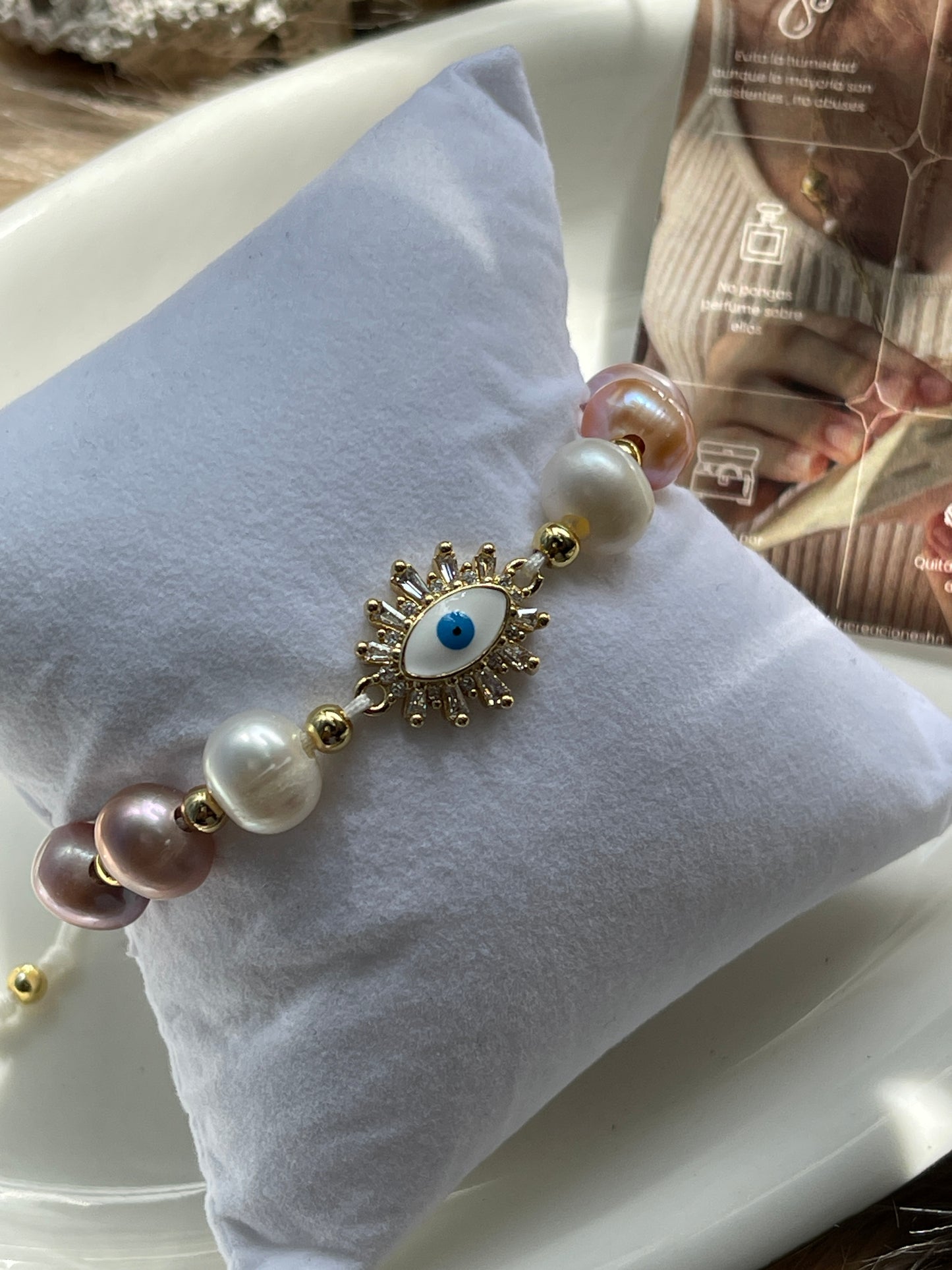 Pulsera ojo turco perla