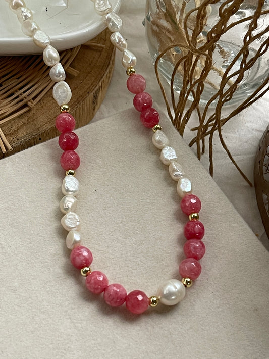 Collar ágata y perla