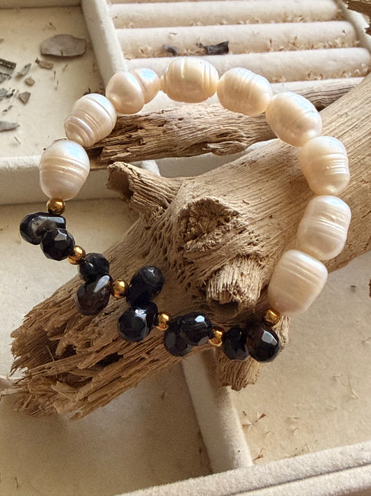 Pulsera con perla y agatas