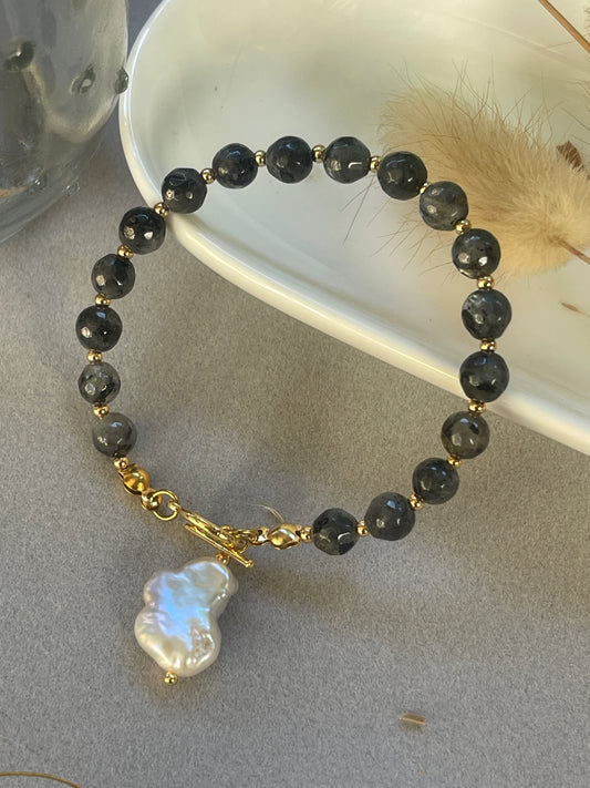 Pulsera de ágata gris