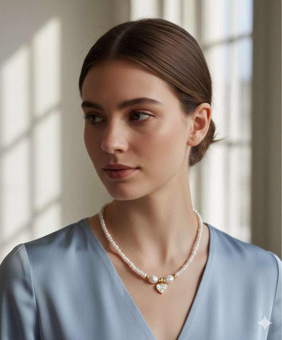 Collar corazón nácar