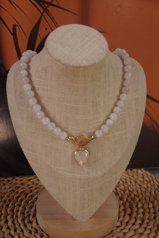 Collar de cuarzo rosa