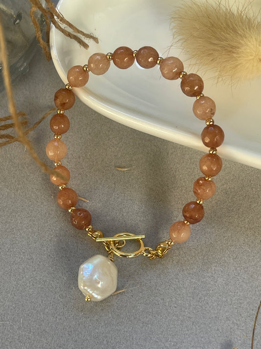 Pulsera de ágata champan