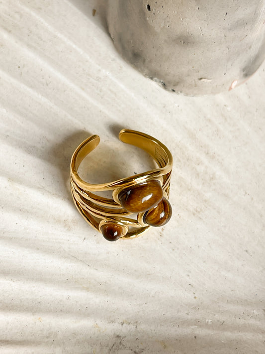 Anillo carey ojo  de tigre