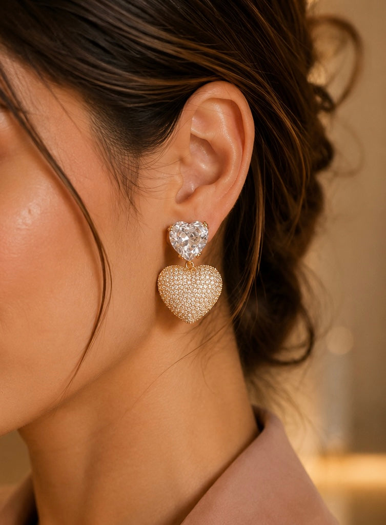 Arete corazón con zirconia